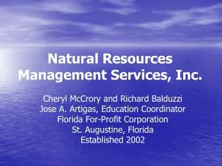 Natural Resources Management Services, Inc.