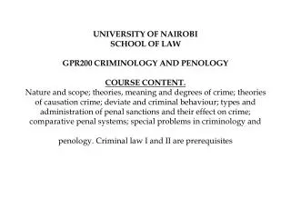 CRIMINOLOGY