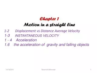 Chapter 1 Motion in a straight line