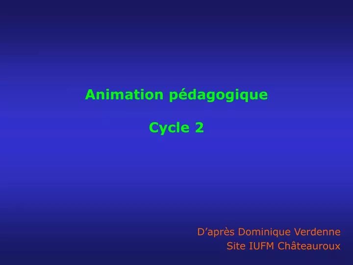 animation p dagogique cycle 2
