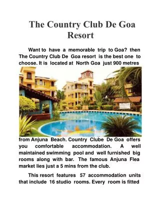 The Country Club De Goa Resort