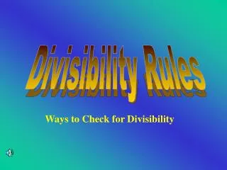 ways to check for divisibility