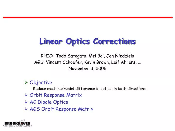 linear optics corrections