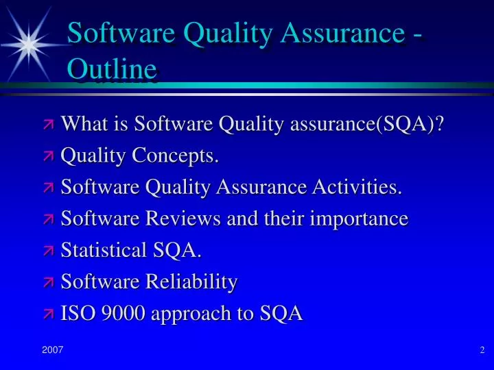 software quality assurance outline