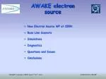 Development of AWAKE Electron Source at CERN: Simulations, Diagnostics, and Future Directions - slide 1