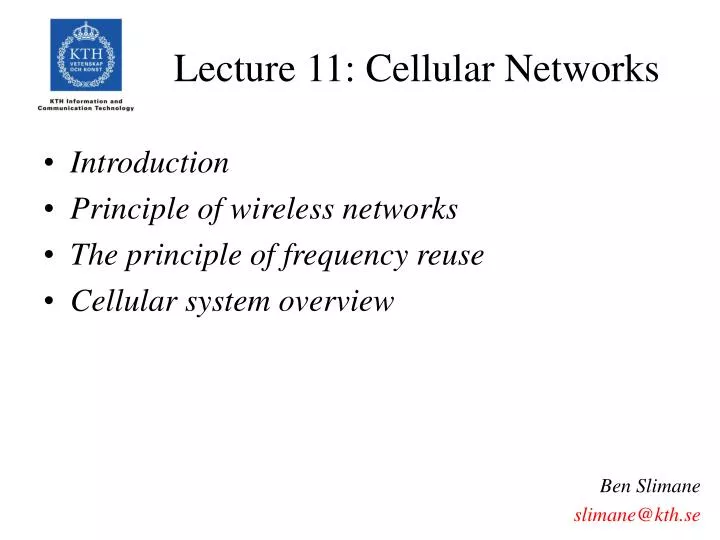 lecture 11 cellular networks