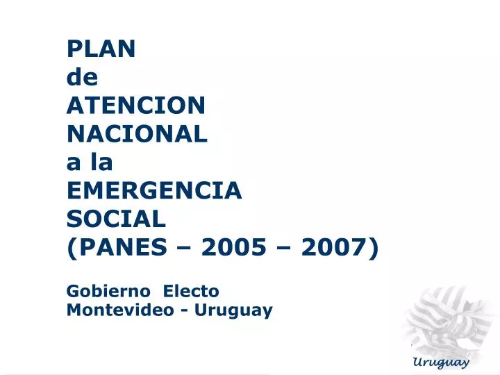 plan de atencion nacional a la emergencia social panes 2005 2007 gobierno electo montevideo uruguay