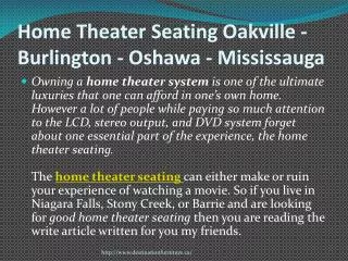 Home Theater Seating Oakville - Burlington - Oshawa