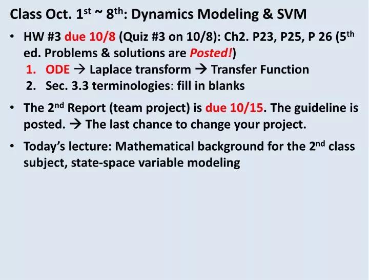 class oct 1 st 8 th dynamics modeling svm