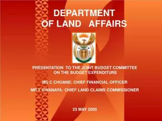 DEPARTMENT OF LAND AFFAIRS