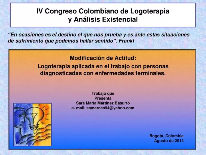 iv congreso colombiano de logoterapia y an lisis existencial