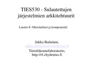 ties530 sulautettujen j rjestelmien arkkitehtuurit