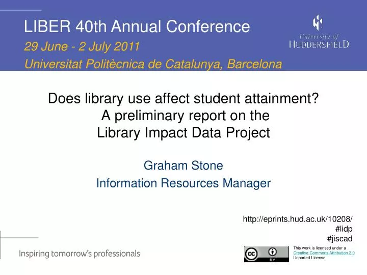 does library use affect student attainment a preliminary report on the library impact data project