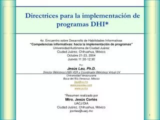 directrices para la implementaci n de programas dhi