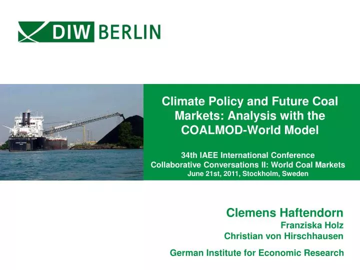 climate policy and future coal markets analysis with the coalmod world model