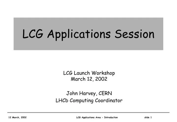 lcg applications session