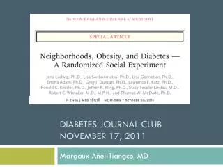 Diabetes Journal Club November 17, 2011