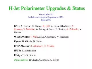 H-Jet Polarimeter Upgrades &amp; Status