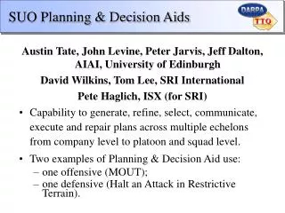 SUO Planning &amp; Decision Aids
