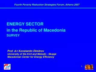 ENERGY SECTOR in the Republic of Macedonia SURVEY