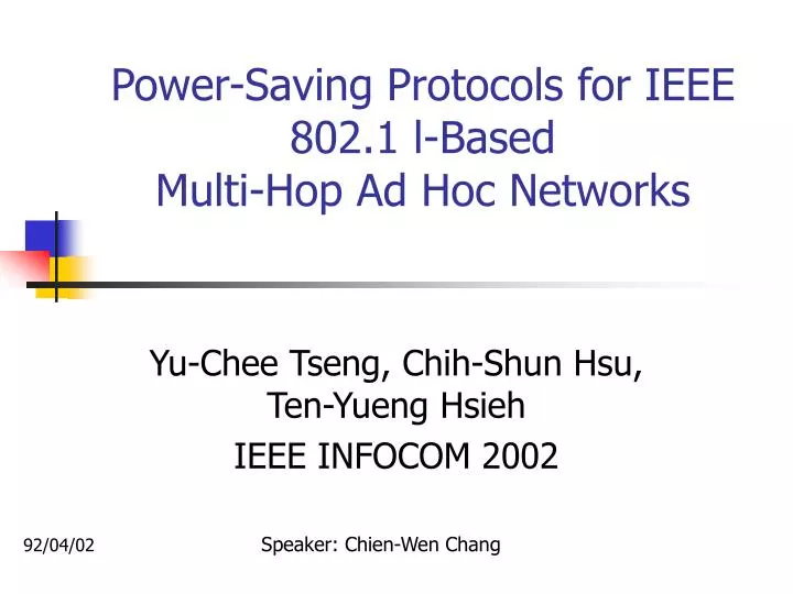 power saving protocols for ieee 802 1 l based multi hop ad hoc networks