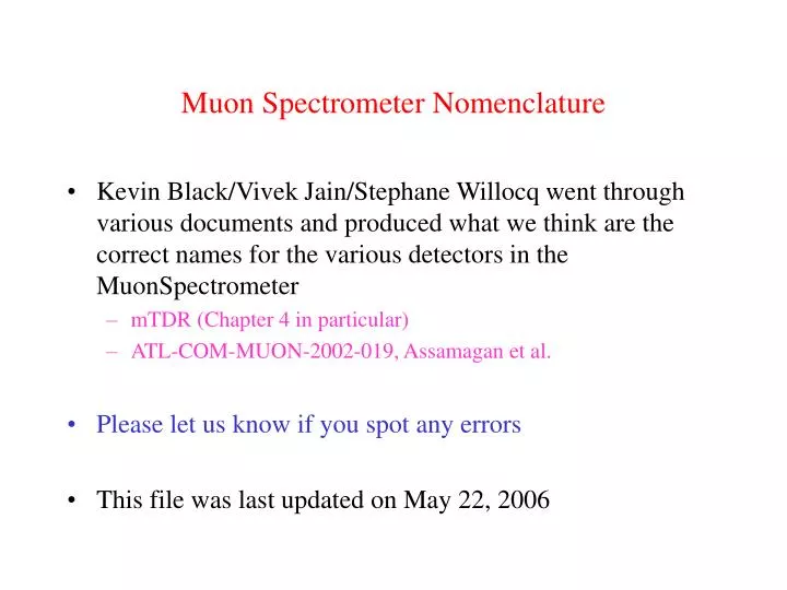 muon spectrometer nomenclature