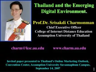 Thailand and the Emerging Digital Environment.