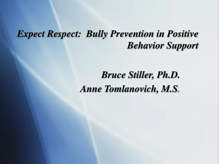 expect respect bully prevention in positive behavior support