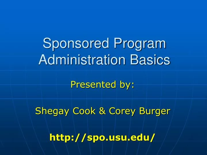 sponsored program administration basics