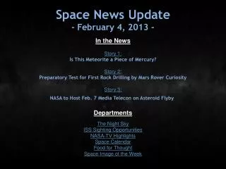 Space News Update - February 4, 2013 -