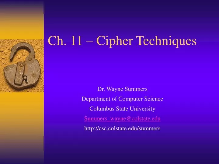 ch 11 cipher techniques