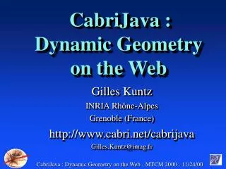 CabriJava : Dynamic Geometry on the Web