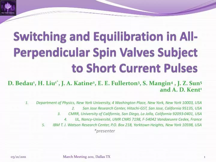 switching and equilibration in all perpendicular spin valves subject to short current pulses