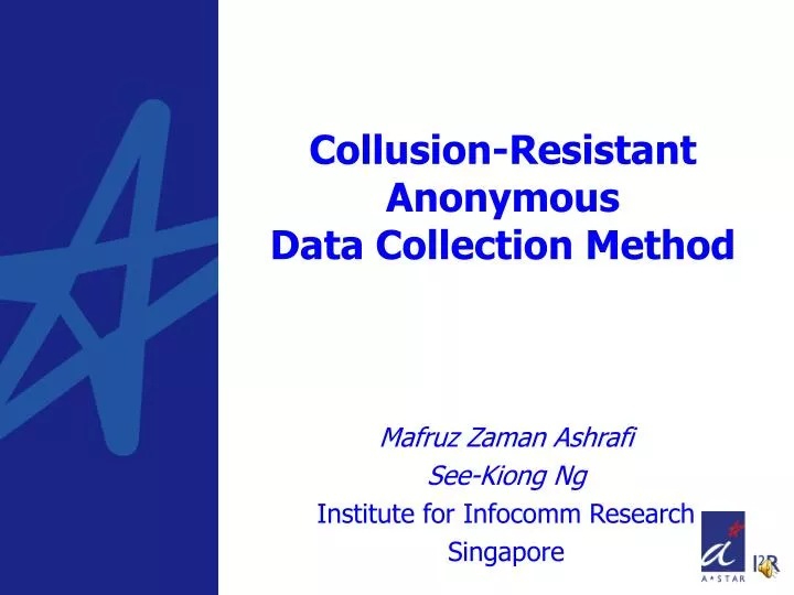 collusion resistant anonymous data collection method