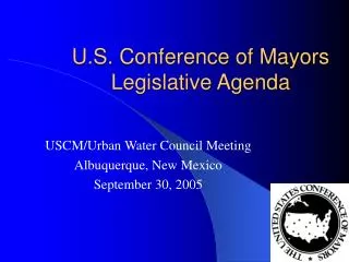 U.S. Conference of Mayors Legislative Agenda