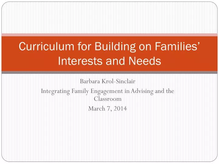 curriculum for building on families interests and needs