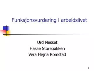 funksjonsvurdering i arbeidslivet