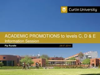 ACADEMIC PROMOTIONS to levels C, D &amp; E Information Session