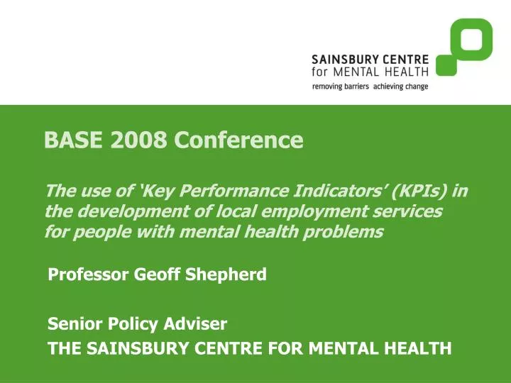 professor geoff shepherd senior policy adviser the sainsbury centre for mental health