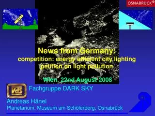 News from Germany: competition: energy efficient city lighting petition on light pollution