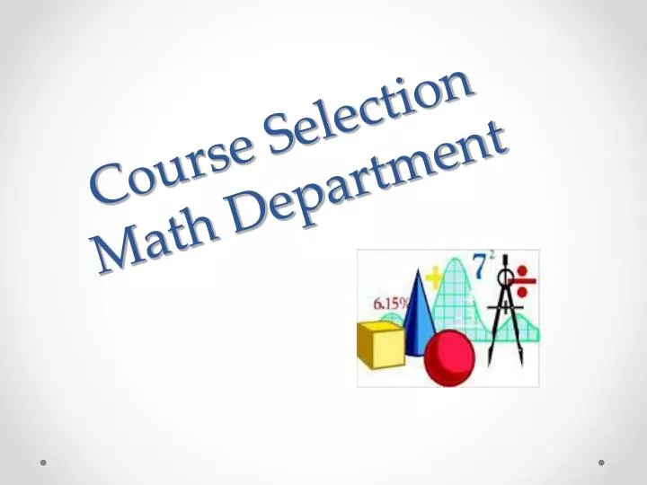 course selection math department