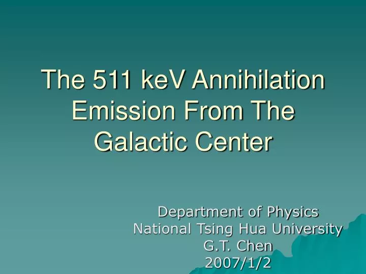 the 511 kev annihilation emission from the galactic center