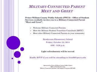 Military-Connected Parent Meet and Greet