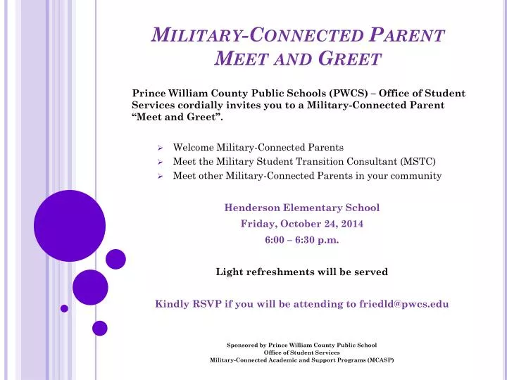 military connected parent meet and greet