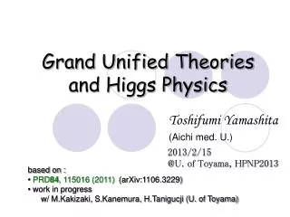 Grand Unified Theories and Higgs Physics