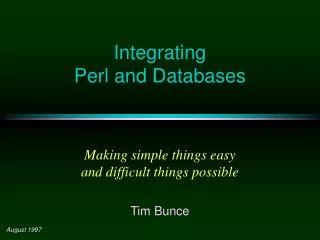 Integrating Perl and Databases