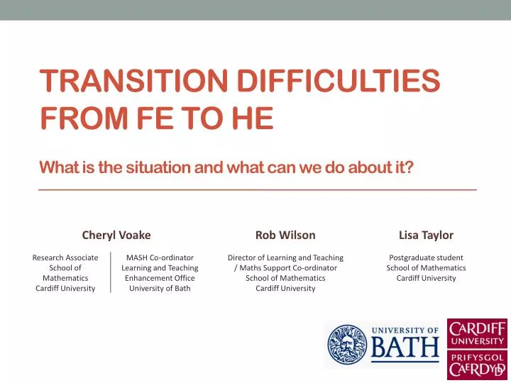 transition difficulties from fe to he what is the situation and what can we do about it