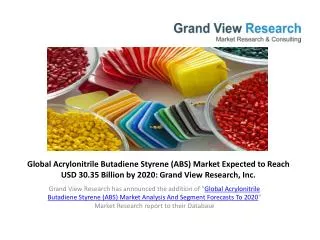 Acrylonitrile Butadiene Styrene (ABS) Market Share To 2020