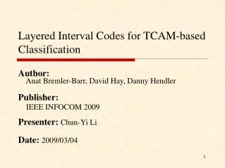 Layered Interval Codes for TCAM-based Classification