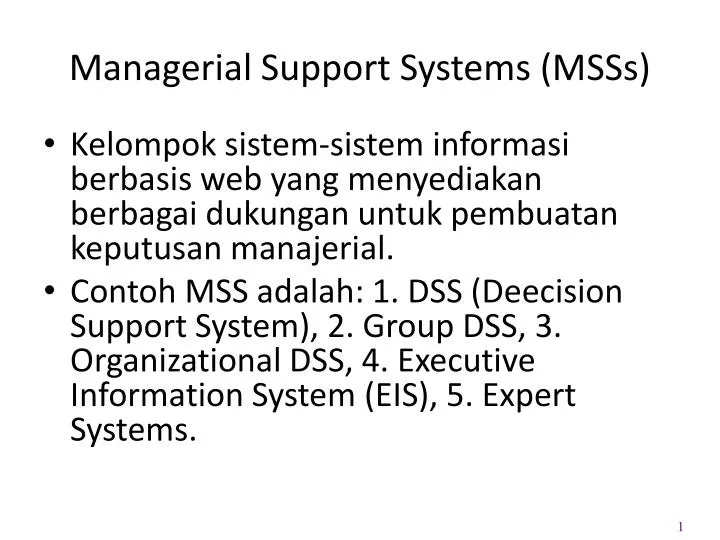 managerial support systems msss
